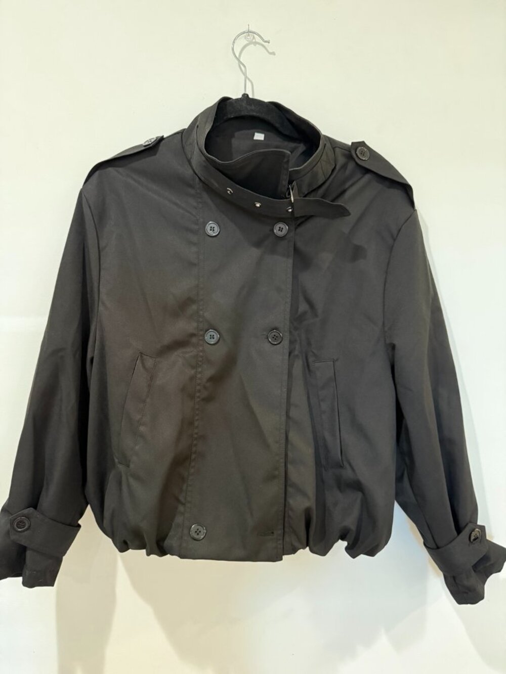 Black Funnel-Neck Jacket